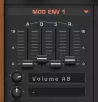MOD ENV 1 指派为 Volume AB,包络极短促